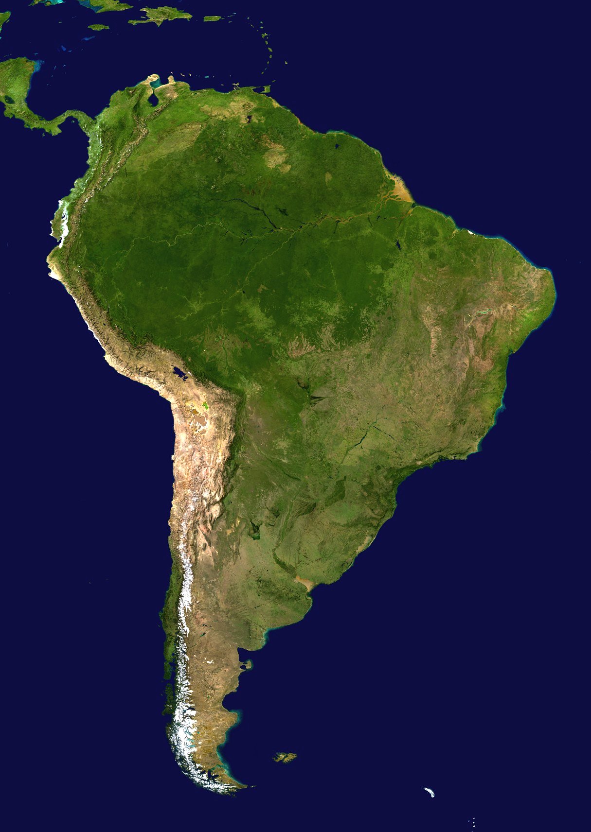 Imagem de referência de América do Sul, descrito nos dados abertos como subcontinente que compreende a porção meridional da América