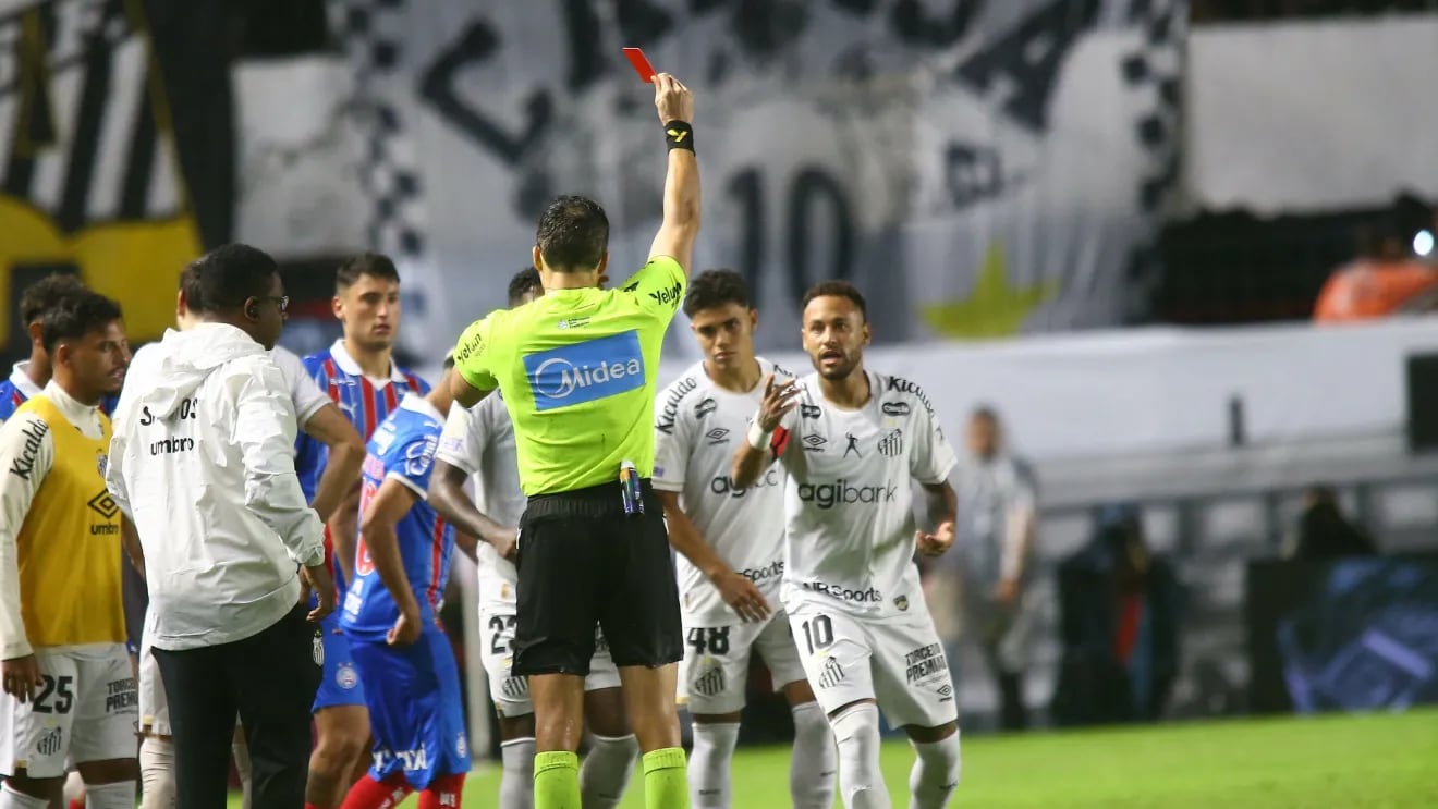 Neymar expulso. E ameaça. ‘Dei a oportunidade de um idiota aparecer. Mas vou pegar o Nestor.’ Ídolo não sabe regra,prejudica o Santos, que empata com o Bahia