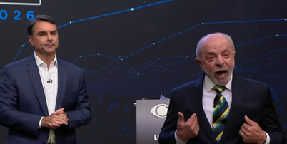 Fl&aacute;vio Bolsonaro e Lula participam do debate da Band na noite deste domingo, 18 Foto: Reprodu&ccedil;&atilde;o/Band
