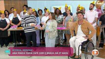 Imagem da matéria: Ana Maria ganha surpresa da equipe no aniversário de 27 anos do Mais Você: 'Absolutamente emocionada'