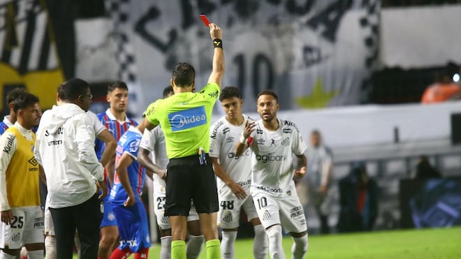 Neymar expulso. E ameaça. ‘Dei a oportunidade de um idiota aparecer. Mas vou pegar o Nestor.’ Ídolo não sabe regra,prejudica o Santos, que empata com o Bahia