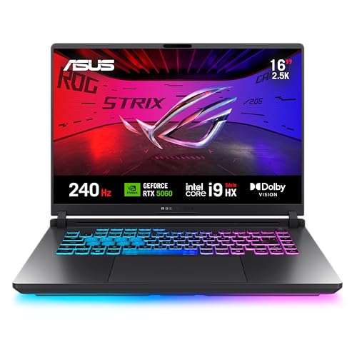 Notebook ASUS ROG Strix G16, Intel Core i9, RTX 5060, 16 GB, 512 GB SSD W11 Home, 16.0'', Eclipse Gray
