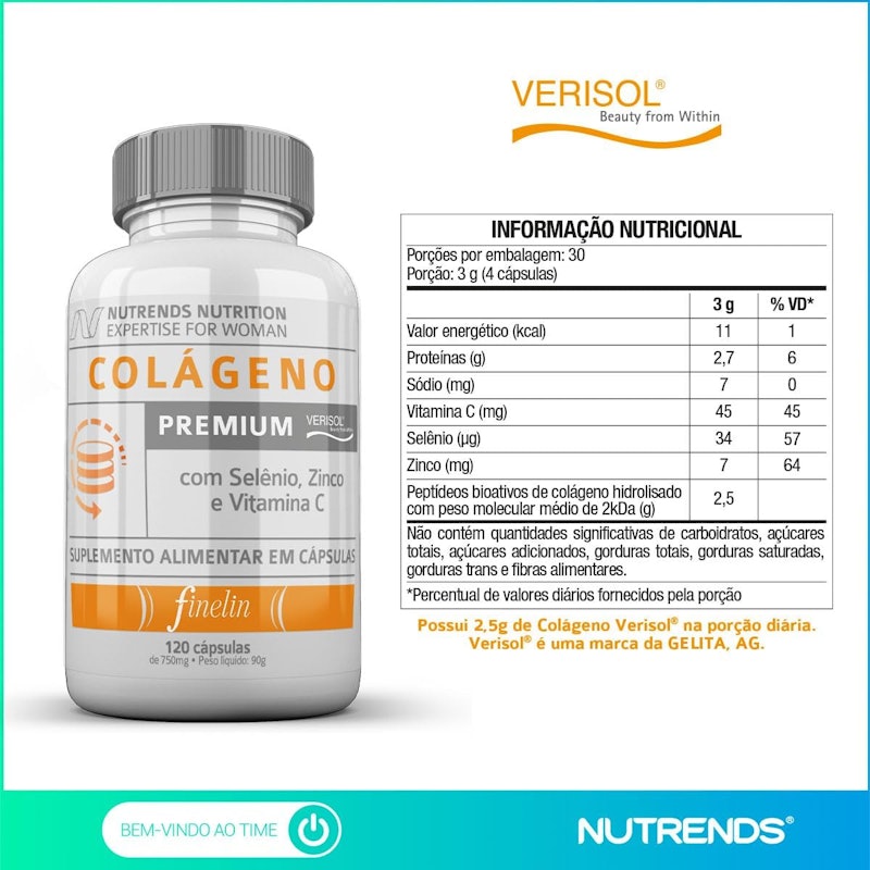 NUTRENDS | Colágeno Premium Verisol® com Selênio, Zinco e Vitamina C